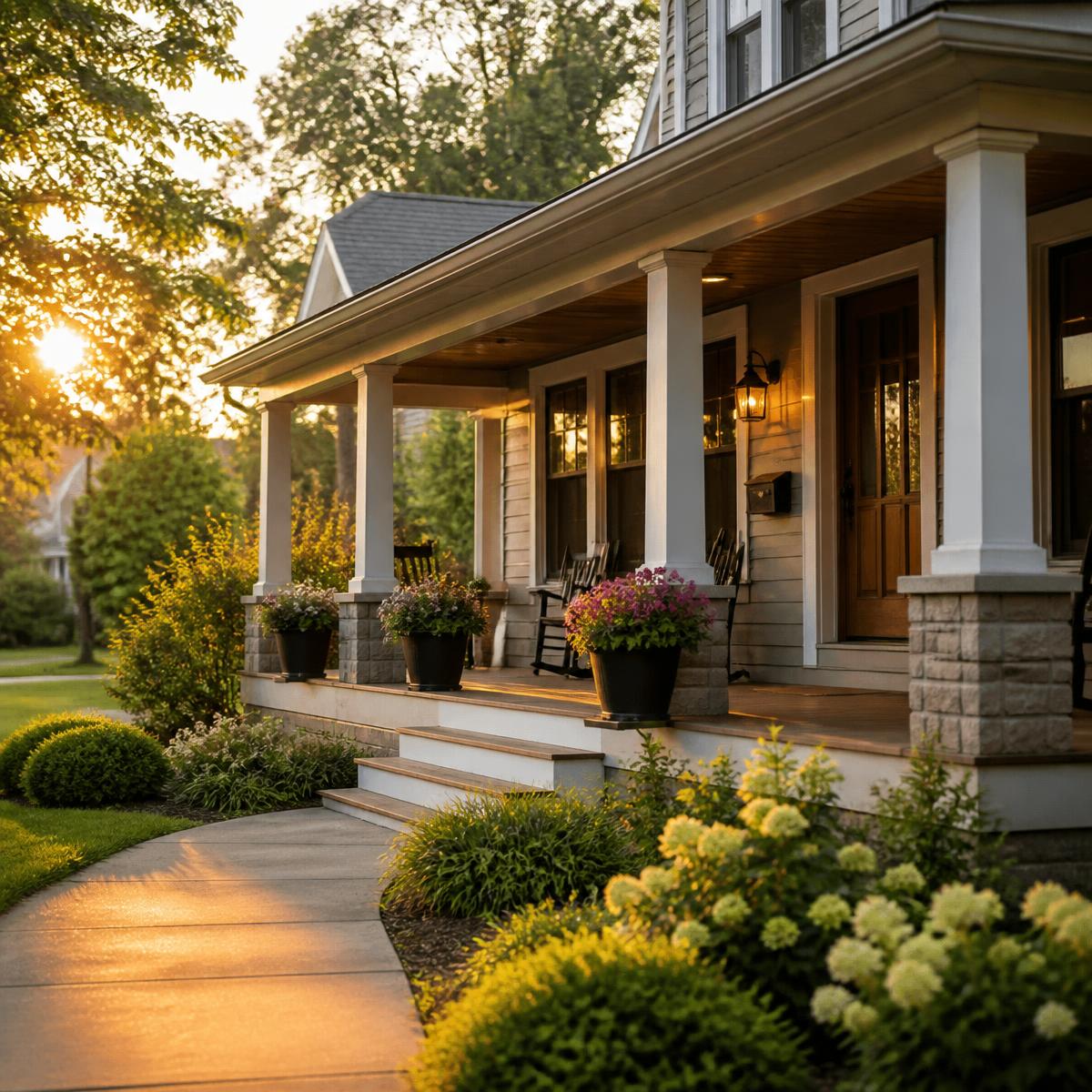 A family home at golden hour, protected by a living trust