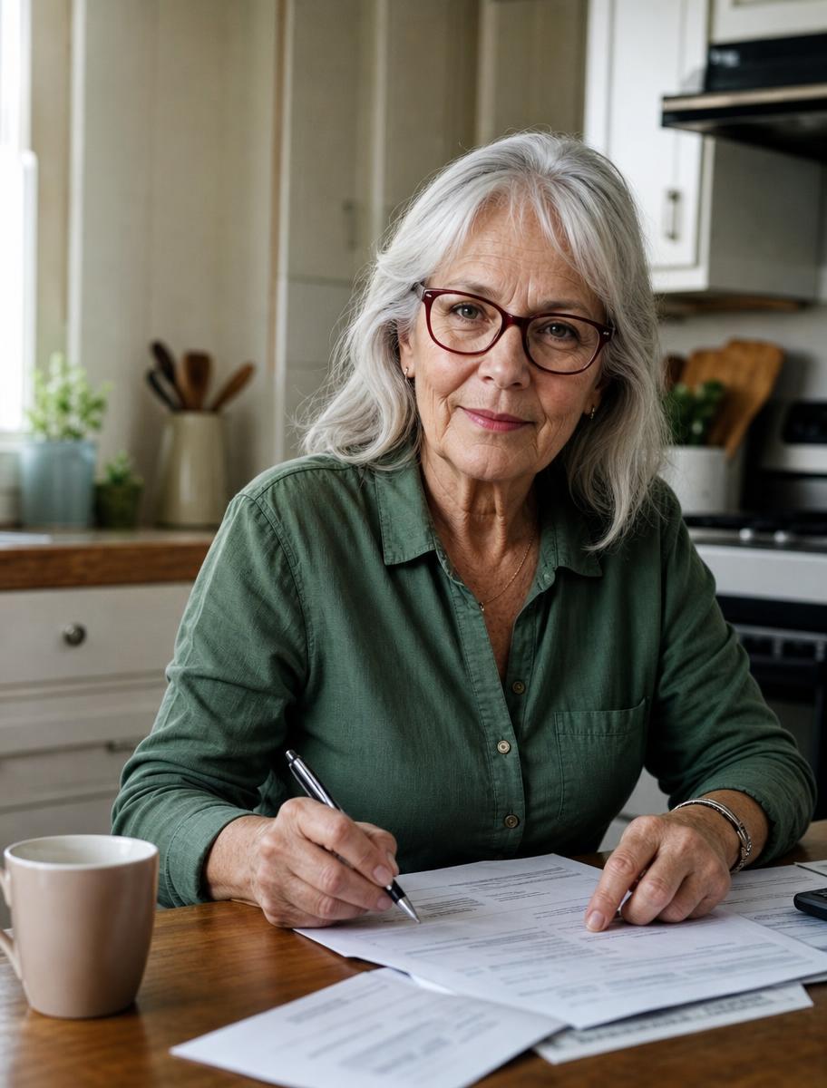 A woman reviewing and updating her trust documents at home